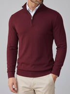 Wool Ribbed Quarter Zip Sweater Men