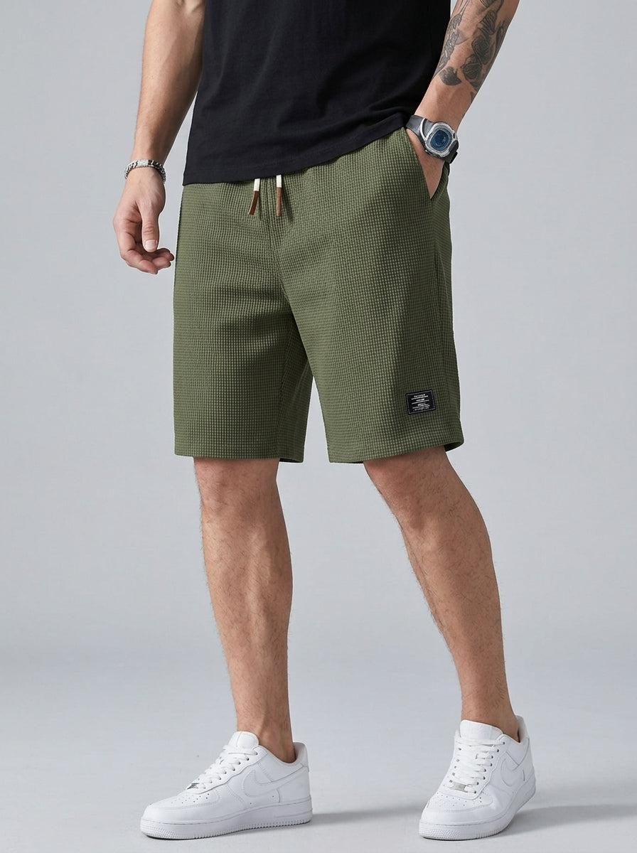 Cotton Chino Shorts Men Drawstring Side Pockets