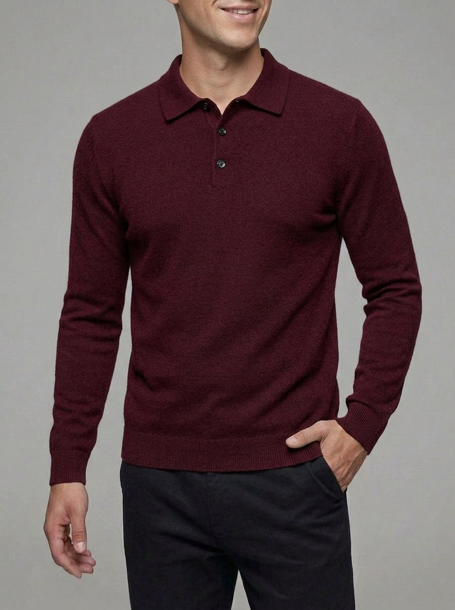 Merino Wool Polo Sweater Men