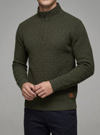 Ribbed Quarter Zip Sweater Men – Wool Pattern