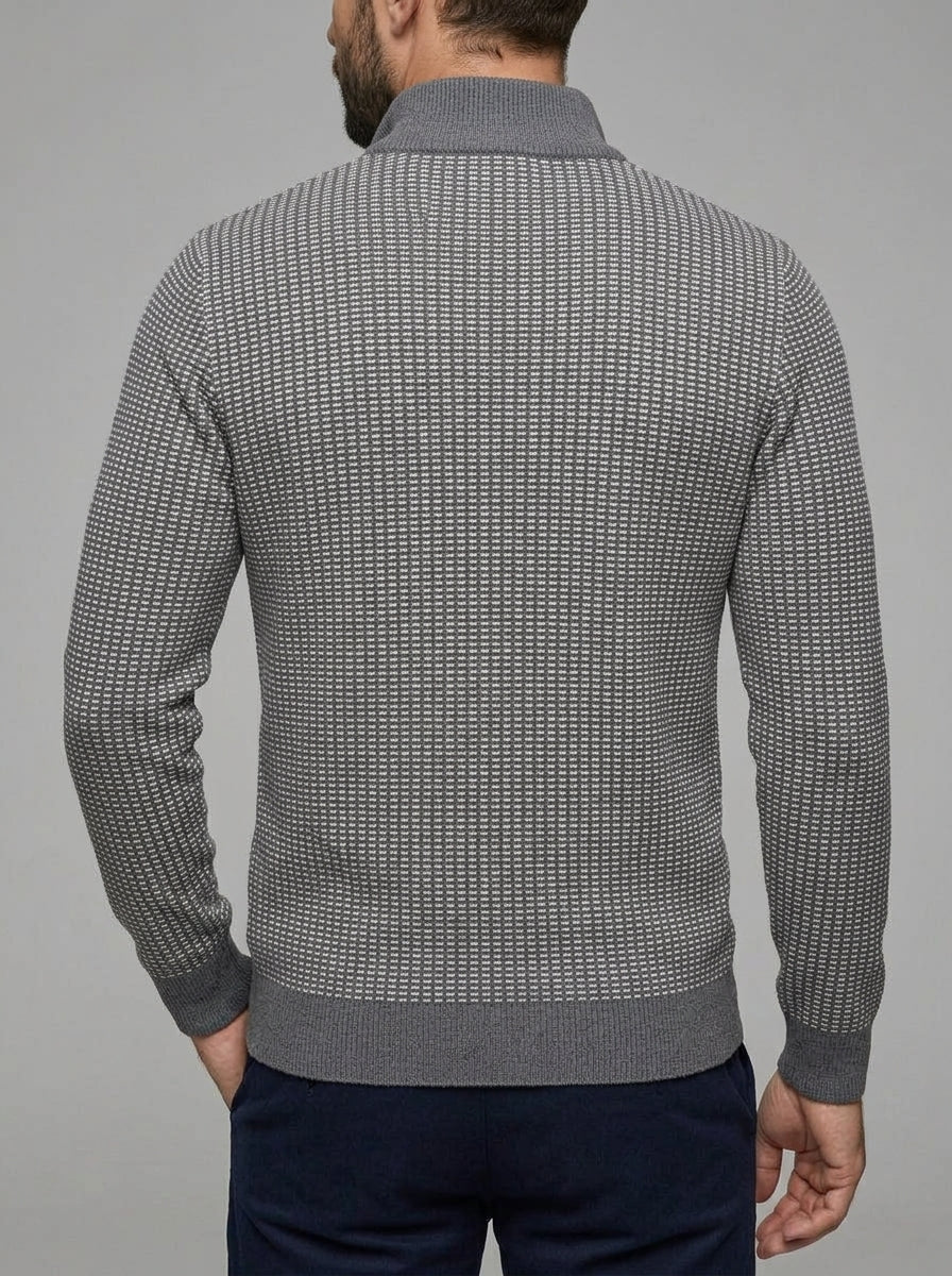 Wool Quarter Zip Pullover Men – Ribbed Knit