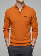 Wool Quarter-Zip Polo Shirt Men – Ribbed