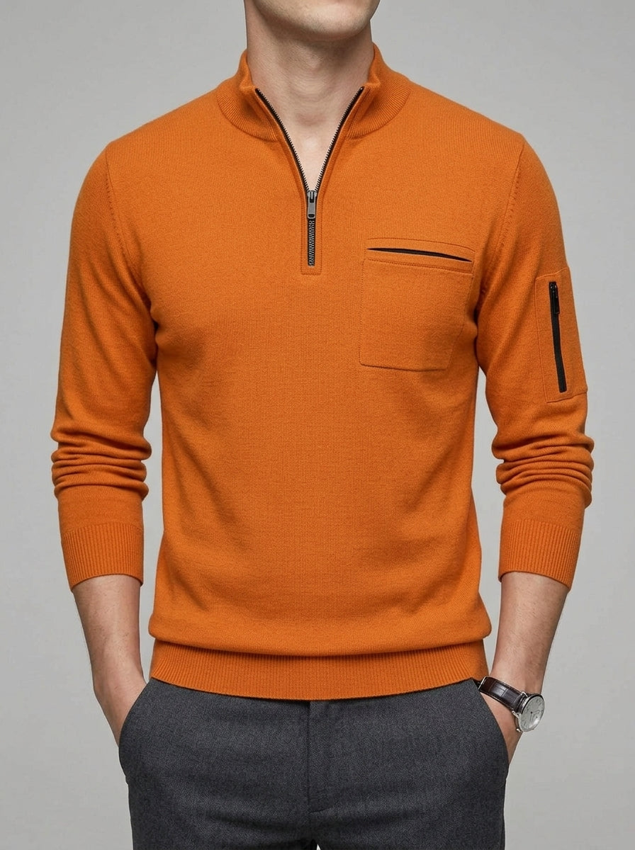 Wool Quarter-Zip Polo Shirt Men – Ribbed