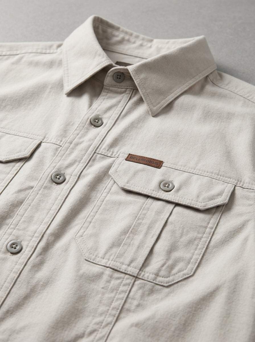 Wool Cargo Shirt Men Long Sleeve Outdoor