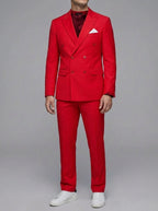 Cotton Blend Double-Breasted Suit Men