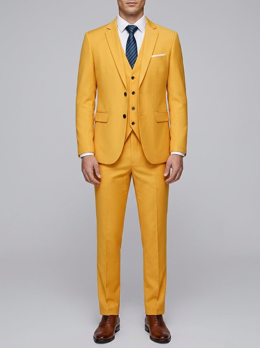 Elegant 3-Piece Wedding Suit Men Wool Slim-Fit