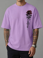 Cotton T-Shirt Rose Print Men Oversized