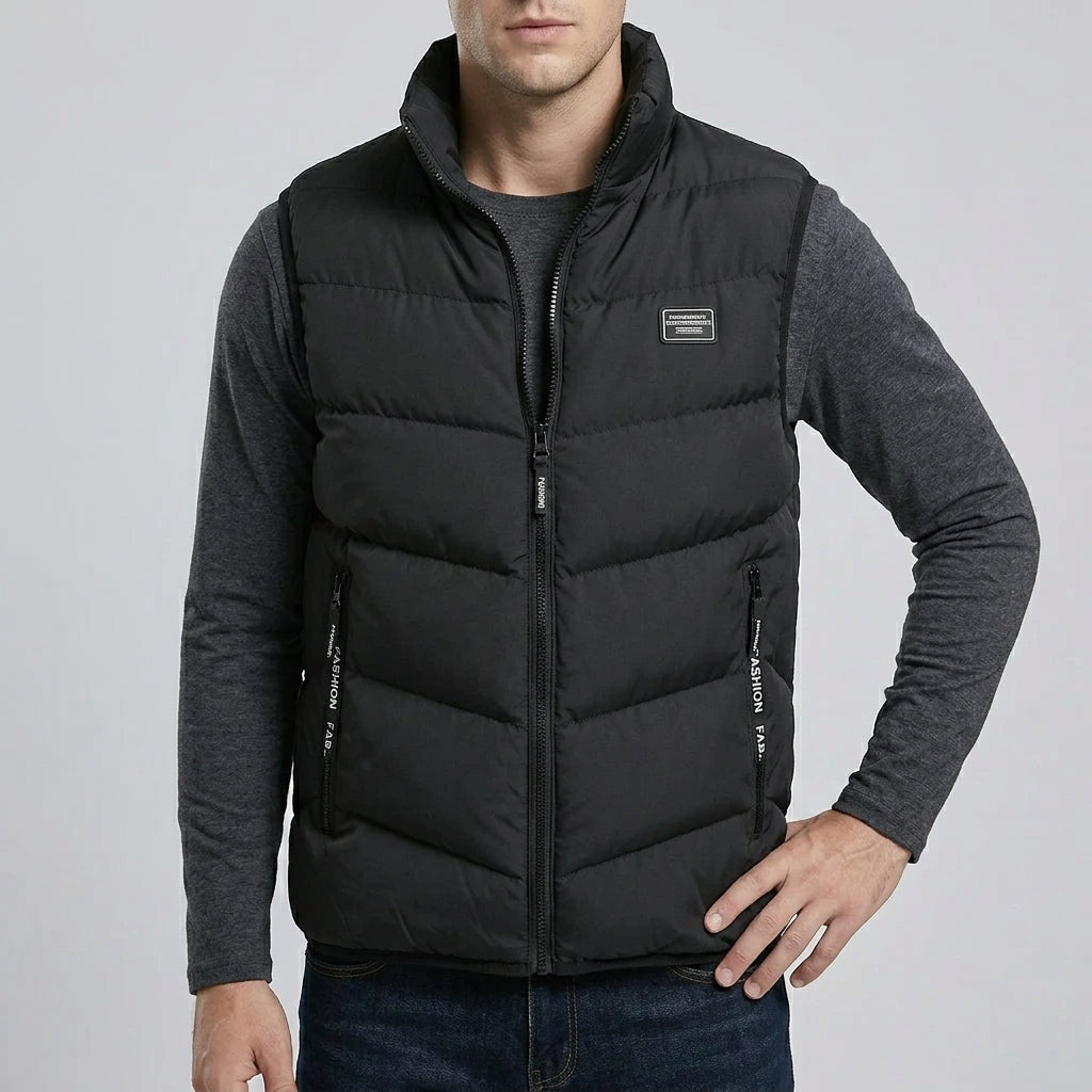 Insulated Quilted Gilet Vest Men Wool Zipper