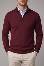 Classic Knit Jumper Men Wool Turtleneck Half Zip