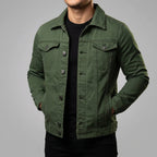 Men's Denim Jacket – Button Front (Green)