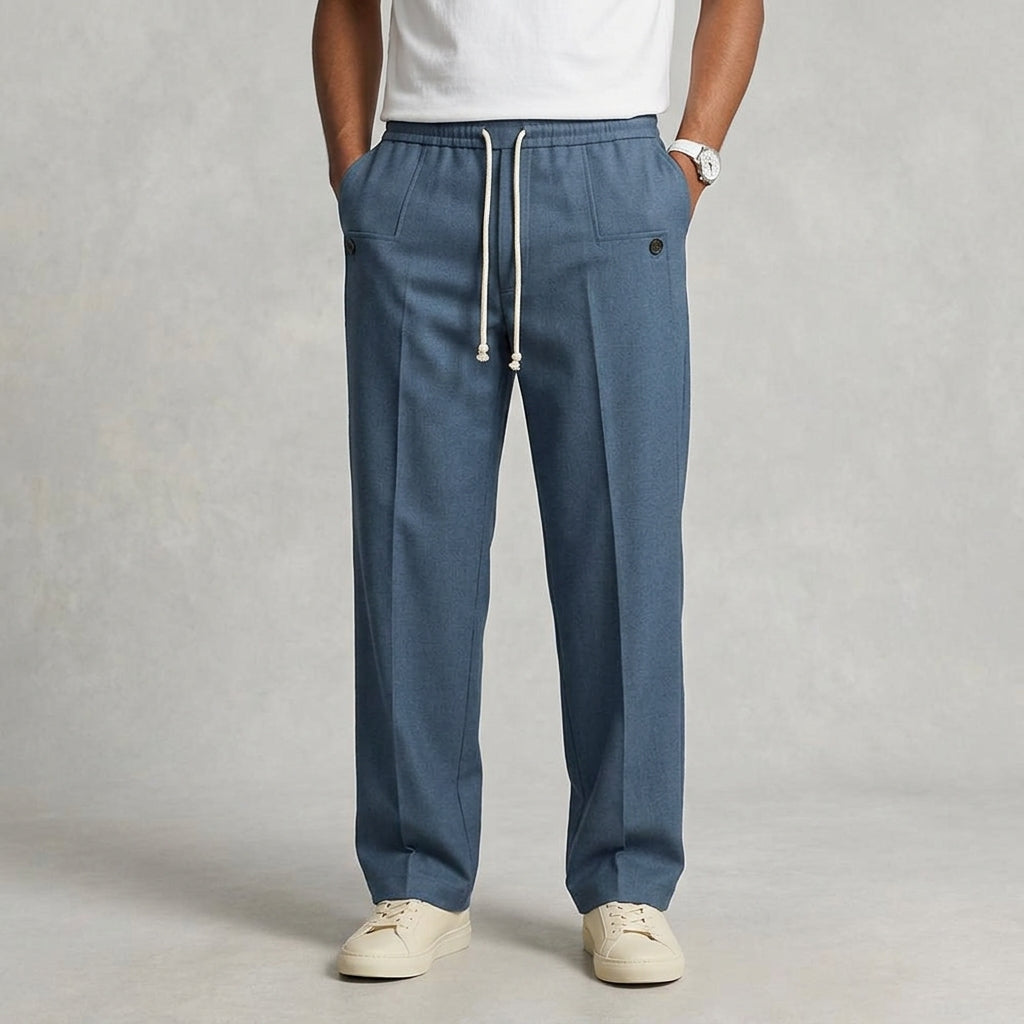 Wool Trousers Men Relaxed Straight