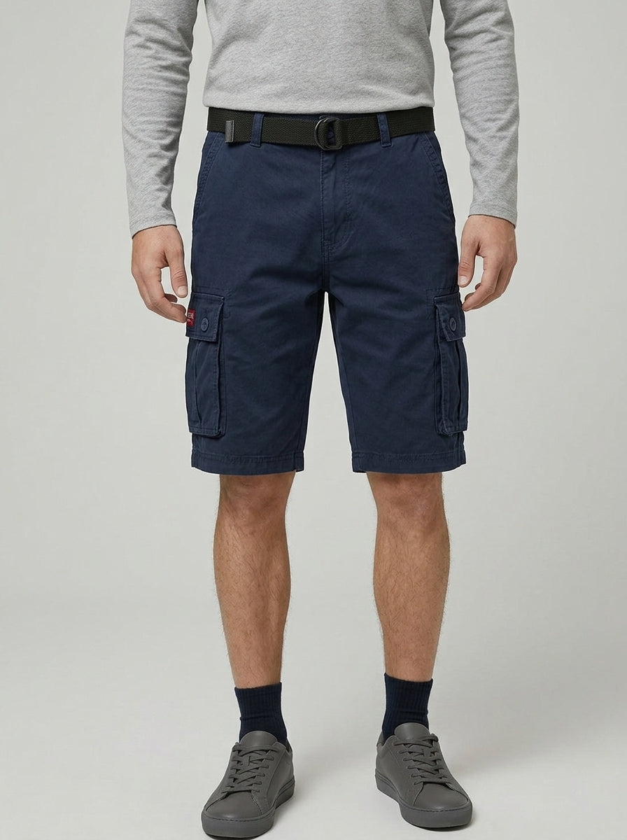 Denim Cargo Shorts Men Adjustable Waist