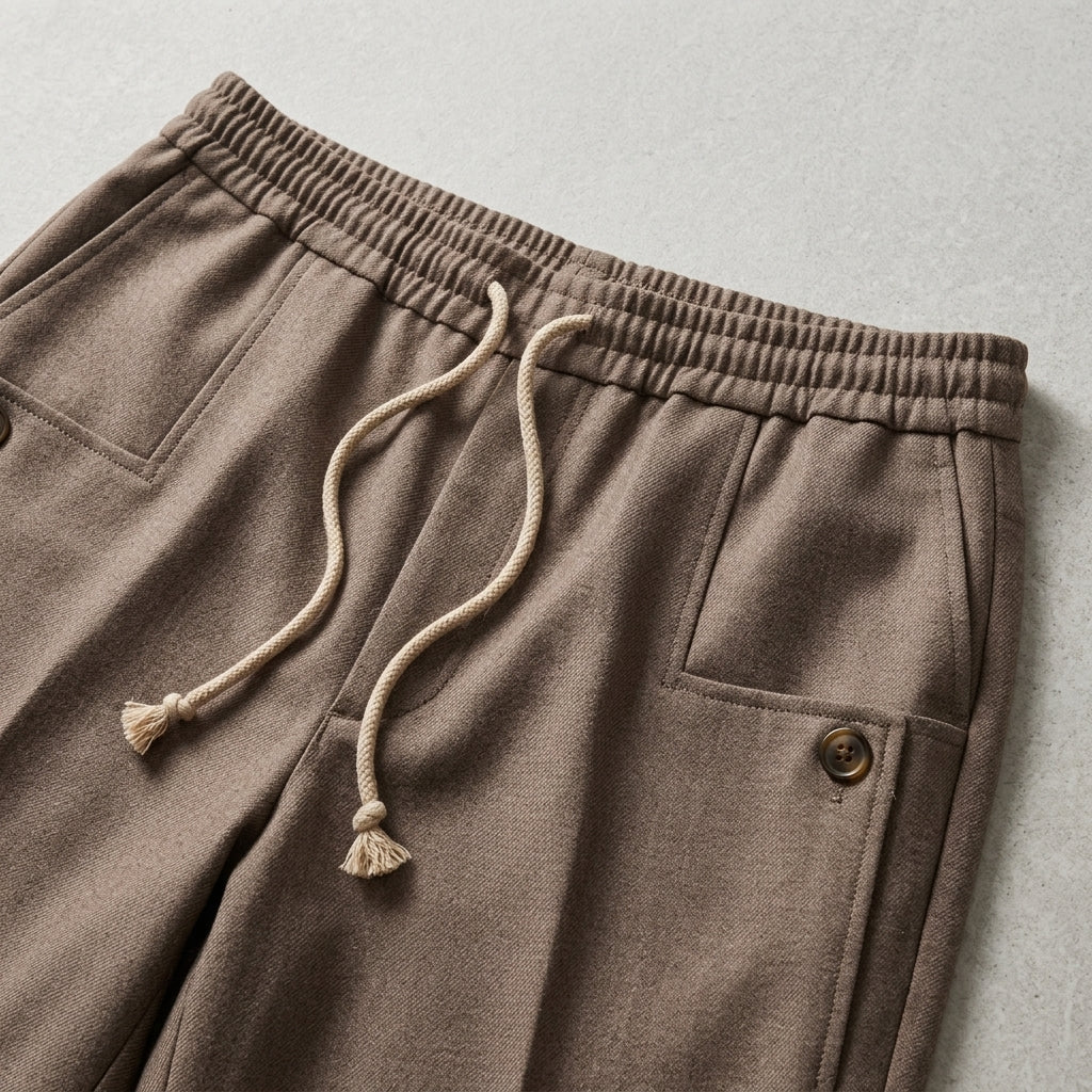 Wool Trousers Men Relaxed Straight