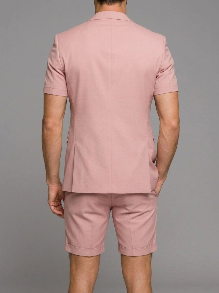 Short Sleeve Blazer Shorts Set Men