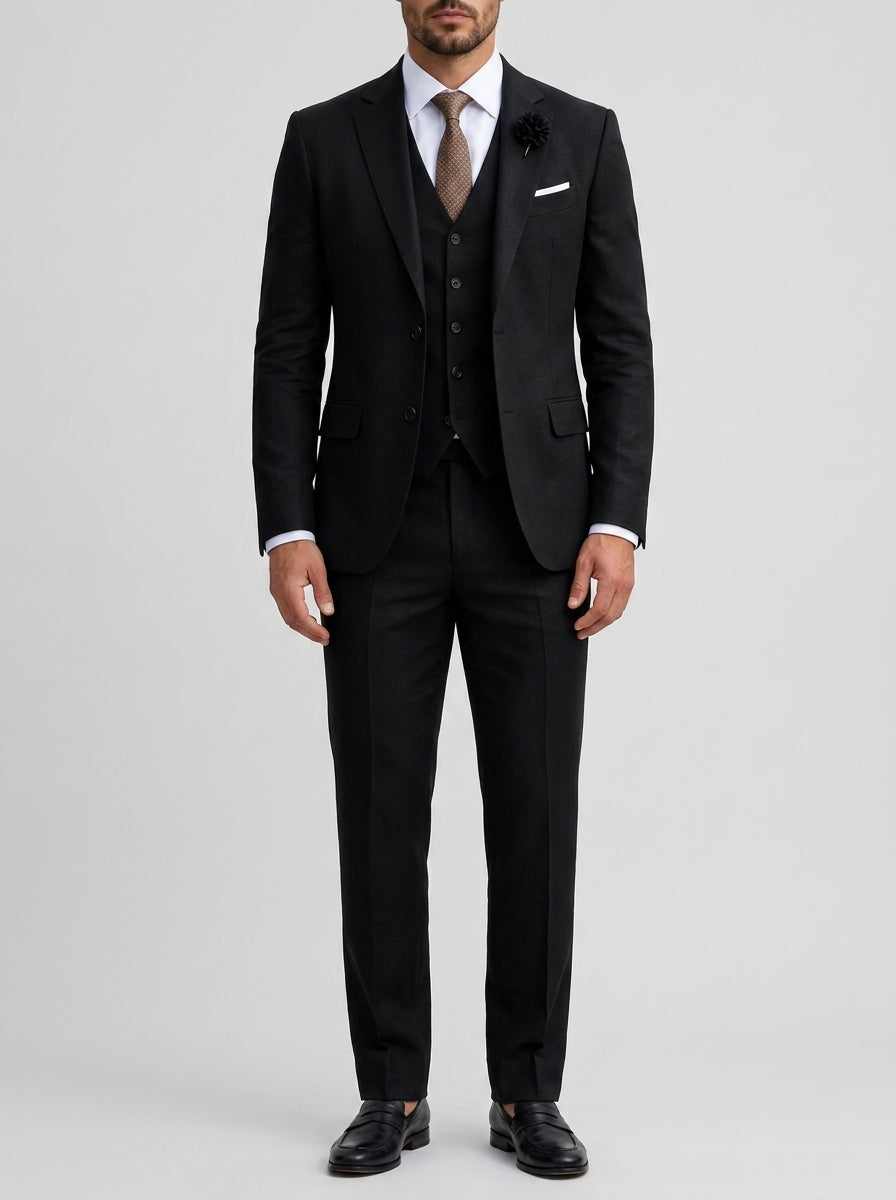 Linen Elegant 3-Piece Wedding Suit Men
