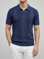 Merino Wool Polo Jumper Men Knitted Shirt