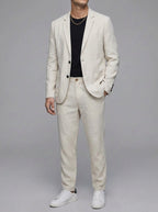 Classic 2-Piece Suit Men Relaxed Fit Notch Lapel Patch Pockets