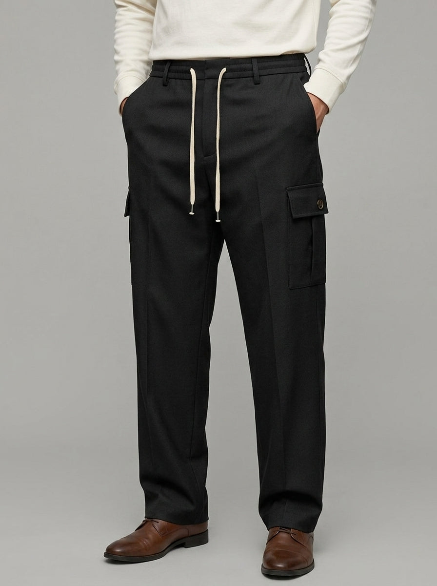 Wool Trousers Men Relaxed Straight