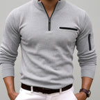 Wool Quarter-Zip Polo Shirt Men – Ribbed