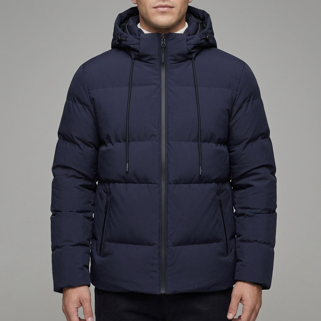 Mens Waterproof Puffer Parka – Hooded Wool