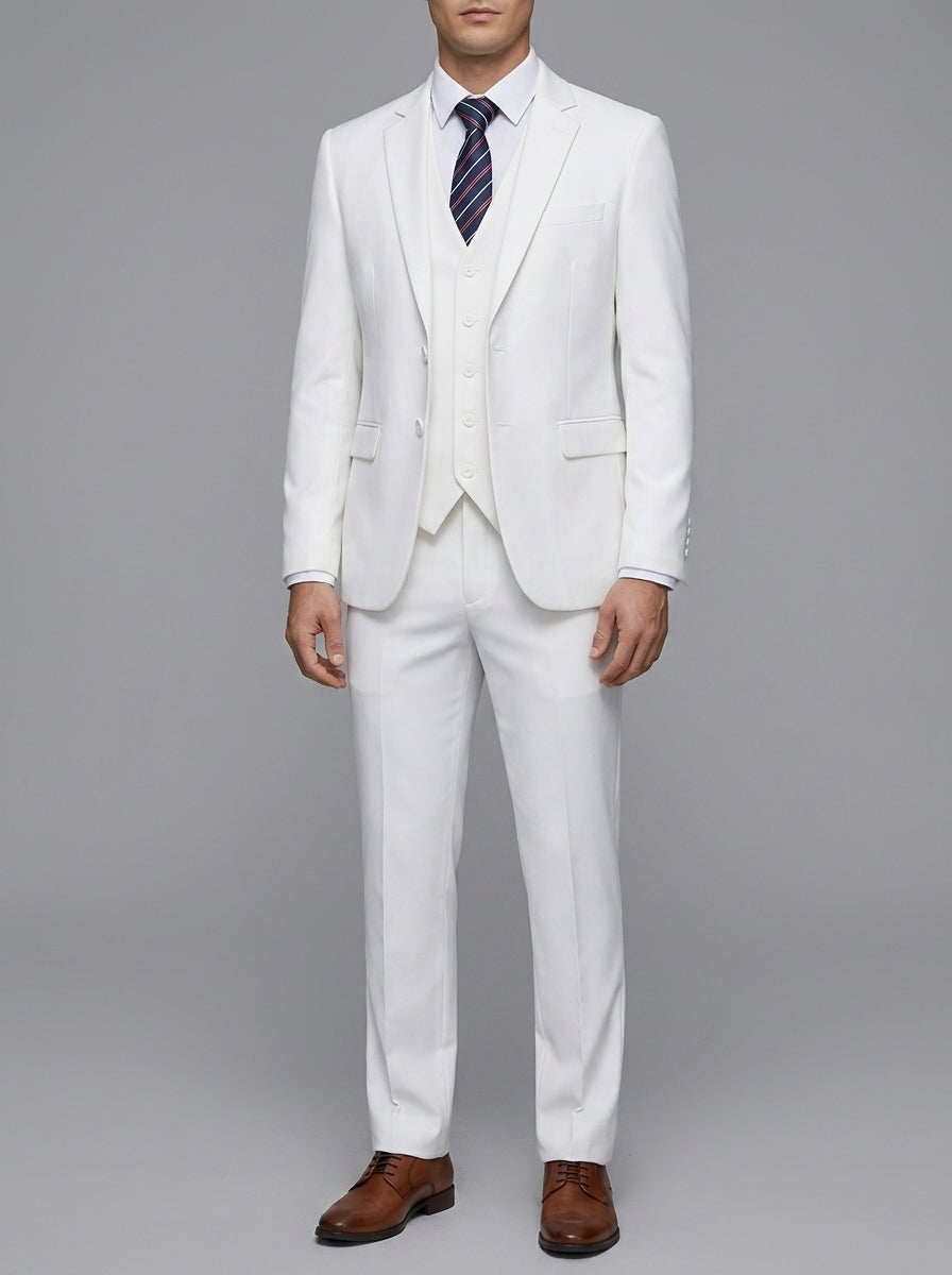 Elegant 3-Piece Wedding Suit Men Wool Slim-Fit