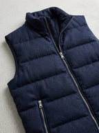 Wool Gilet Men Quilted Padded Zip Pockets