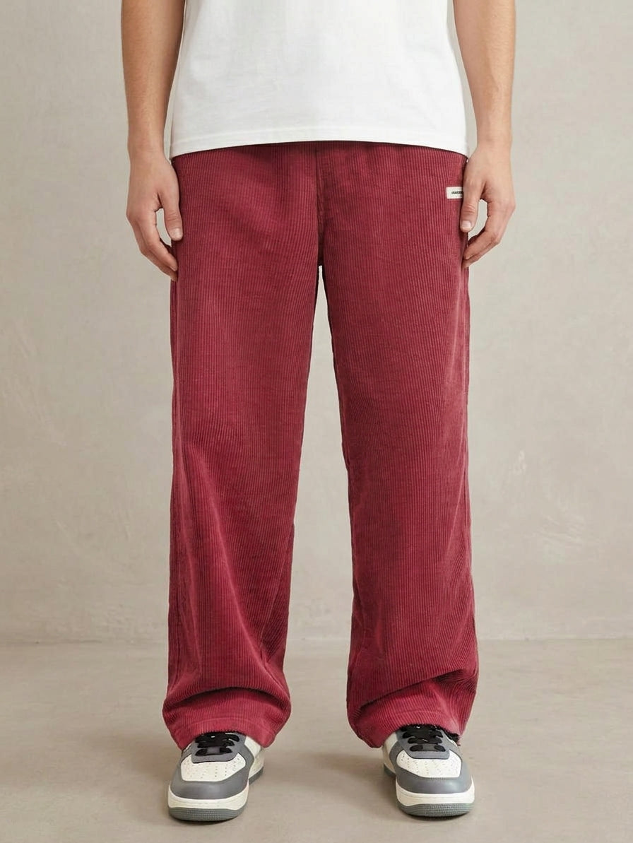 Corduroy Trousers Men Straight Leg