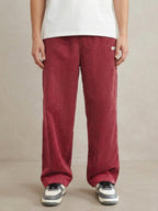 Corduroy Trousers Men Straight Leg