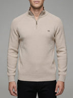 Wool Ribbed Quarter Zip Pullover Men
