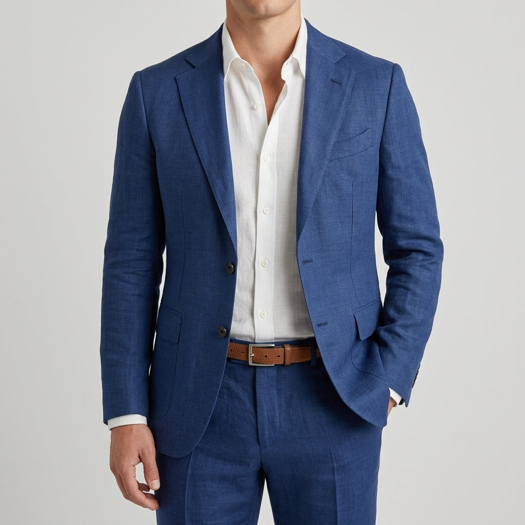 Slim-Fit Linen Summer Blazer Men