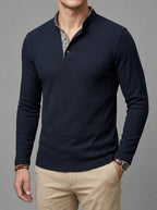 Men's Long Sleeve Polo Shirt – Cotton Contrast Collar