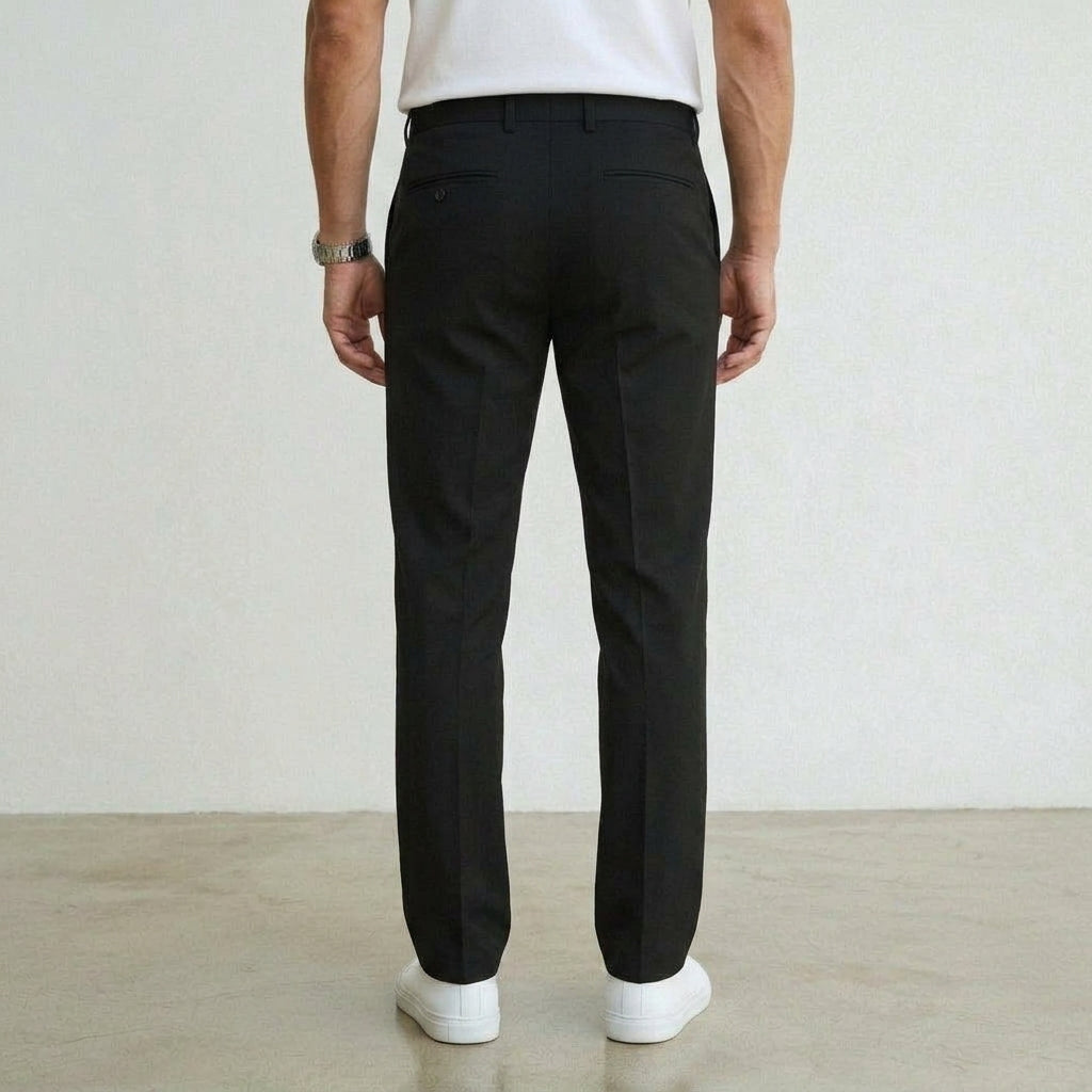 Stretch Tailored Trousers Men Classic Straight-Leg