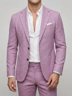 Slim-Fit 3-Piece Suit Notch Lapel Men Wool