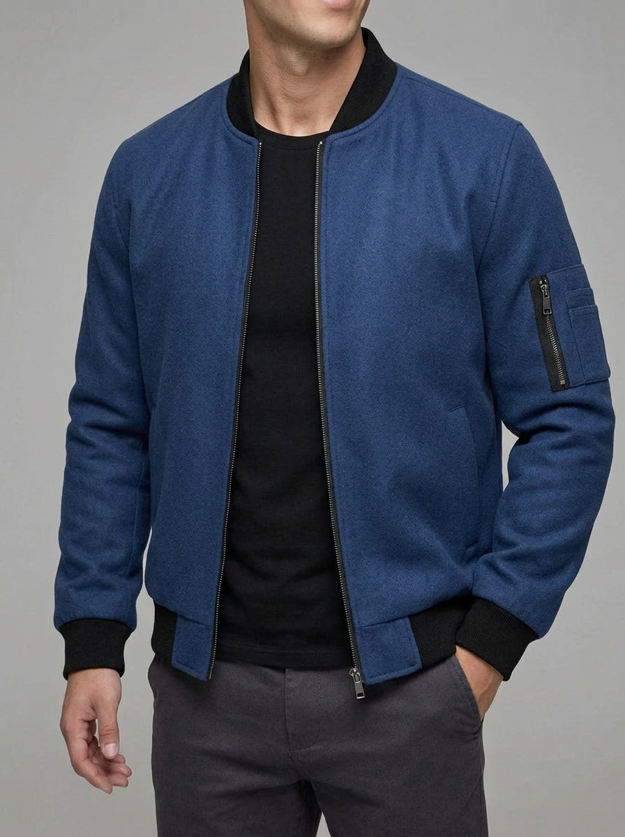 Wool Bomber Jacket Men – Classic Zip