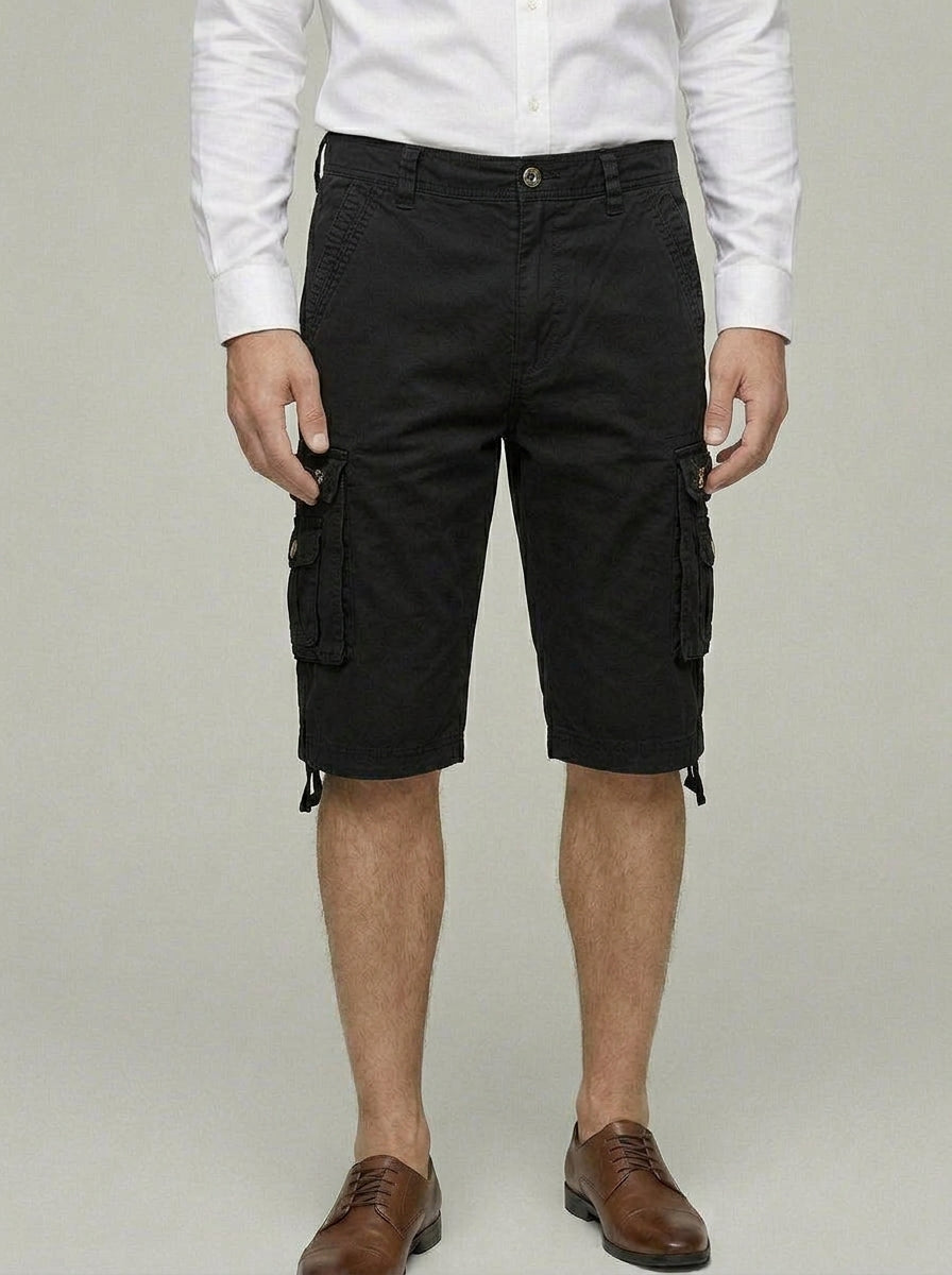 Denim Cargo Shorts Men Cotton Knee-Length
