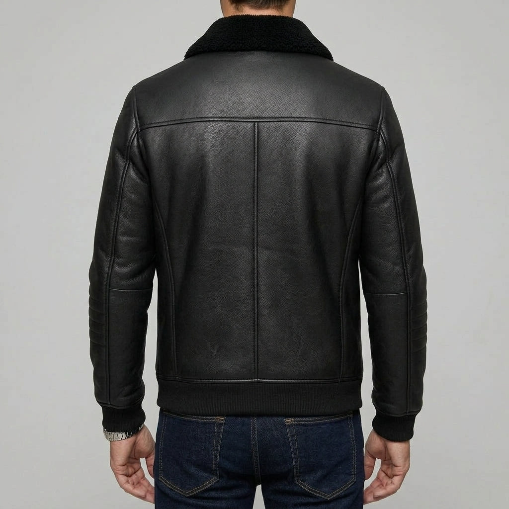 Men's Wool Zip Coat Slim Fit Fur Collar
