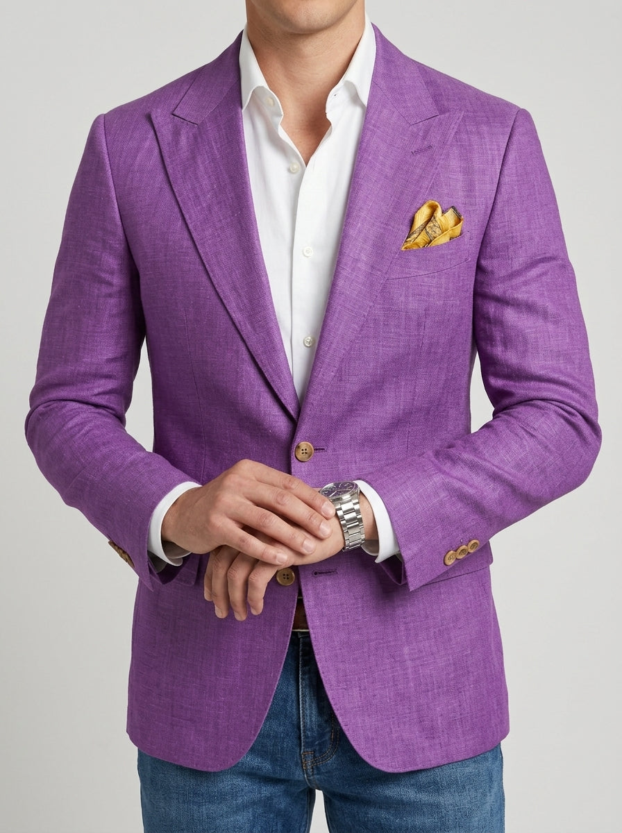 Lightweight Cotton Linen Blazer Men Navy