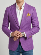 Lightweight Cotton Linen Blazer Men Navy