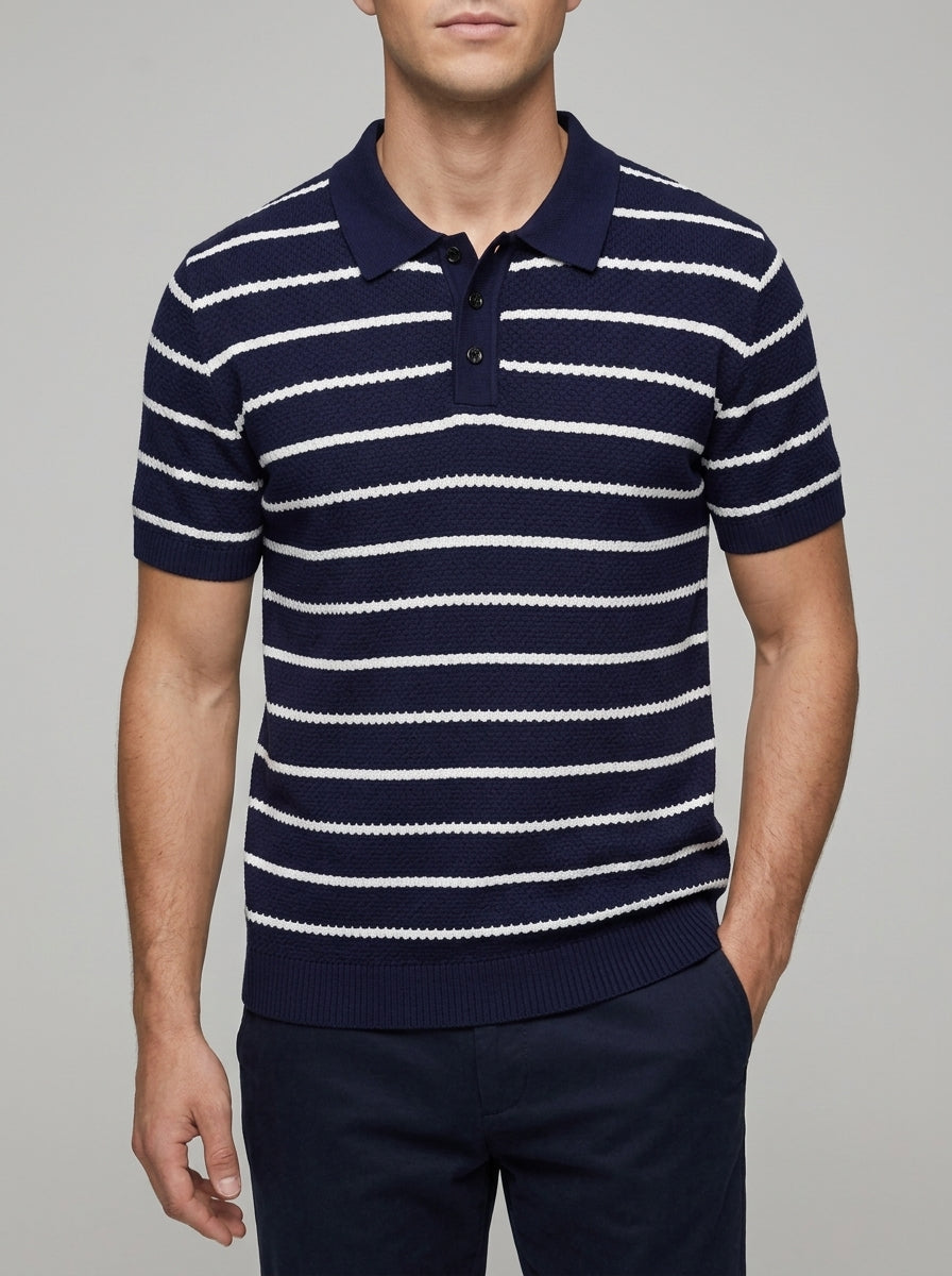 Polo Shirt Cotton Short Sleeve Button Placket Men