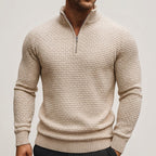 Men's Wool Waffle Quarter Zip Sweater – Ribbed