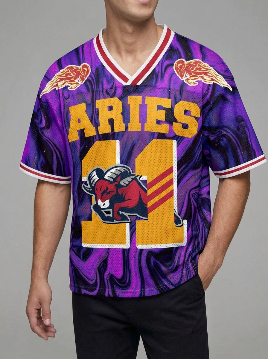 Mesh Football Jersey Men V-Neck Retro