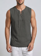 Knit Tank Top Lace Up Men
