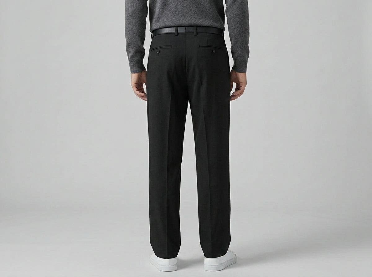 Stretch Tailored Trousers Men Wool Dress Pants