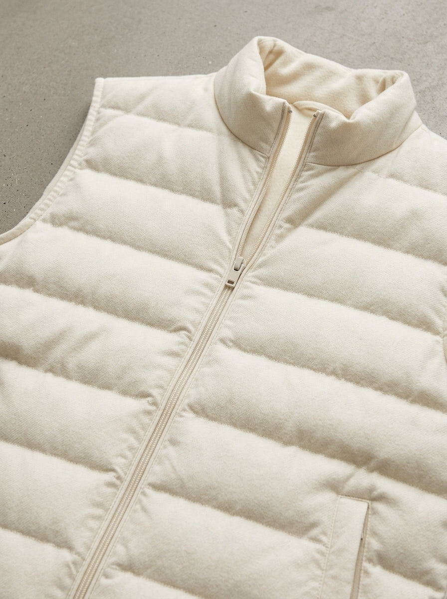 Fleece-Lined Wool Gilet Vest Men Lightweight Sleeveless