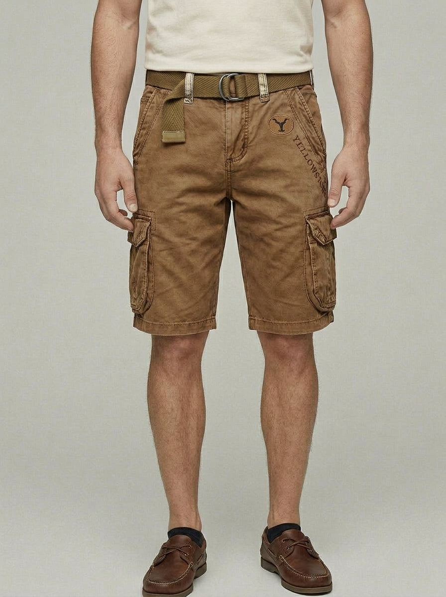 Cotton Chino Shorts Men Cargo Functional Pockets