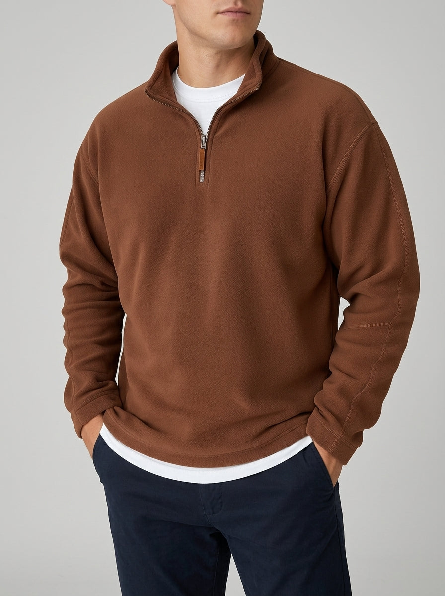 Wool Half Zip Jumper Men – Stand Collar Ribbed