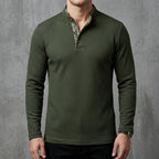 Men's Long Sleeve Polo Shirt – Cotton Contrast Collar
