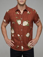 Cotton Floral Short Sleeve Shirt Men