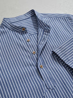 Mandarin Collar Henley Shirt Men