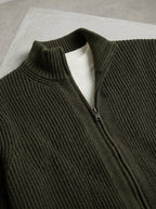 Wool Ribbed Quarter Zip Sweater Men